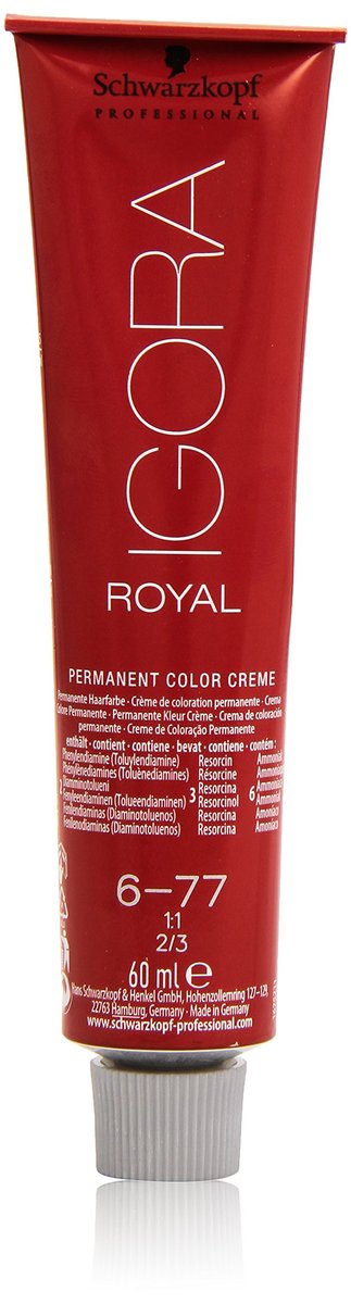 Schwarzkopf Igora Royal 6-77 Dark Blonde Copper Extra Permanent Hair Color 60ml - görsel 1