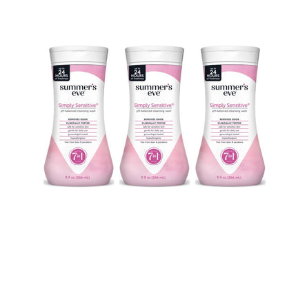 Summer's Eve Simply Sensitive Cleansing Wash for Sensitive Skin, 9 oz (Pack of 3)