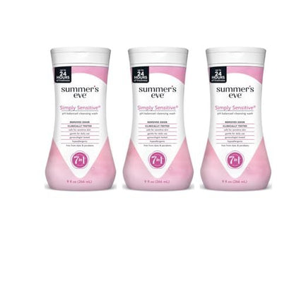 Summer's Eve Simply Sensitive Cleansing Wash for Sensitive Skin, 9 oz (Pack of 3)