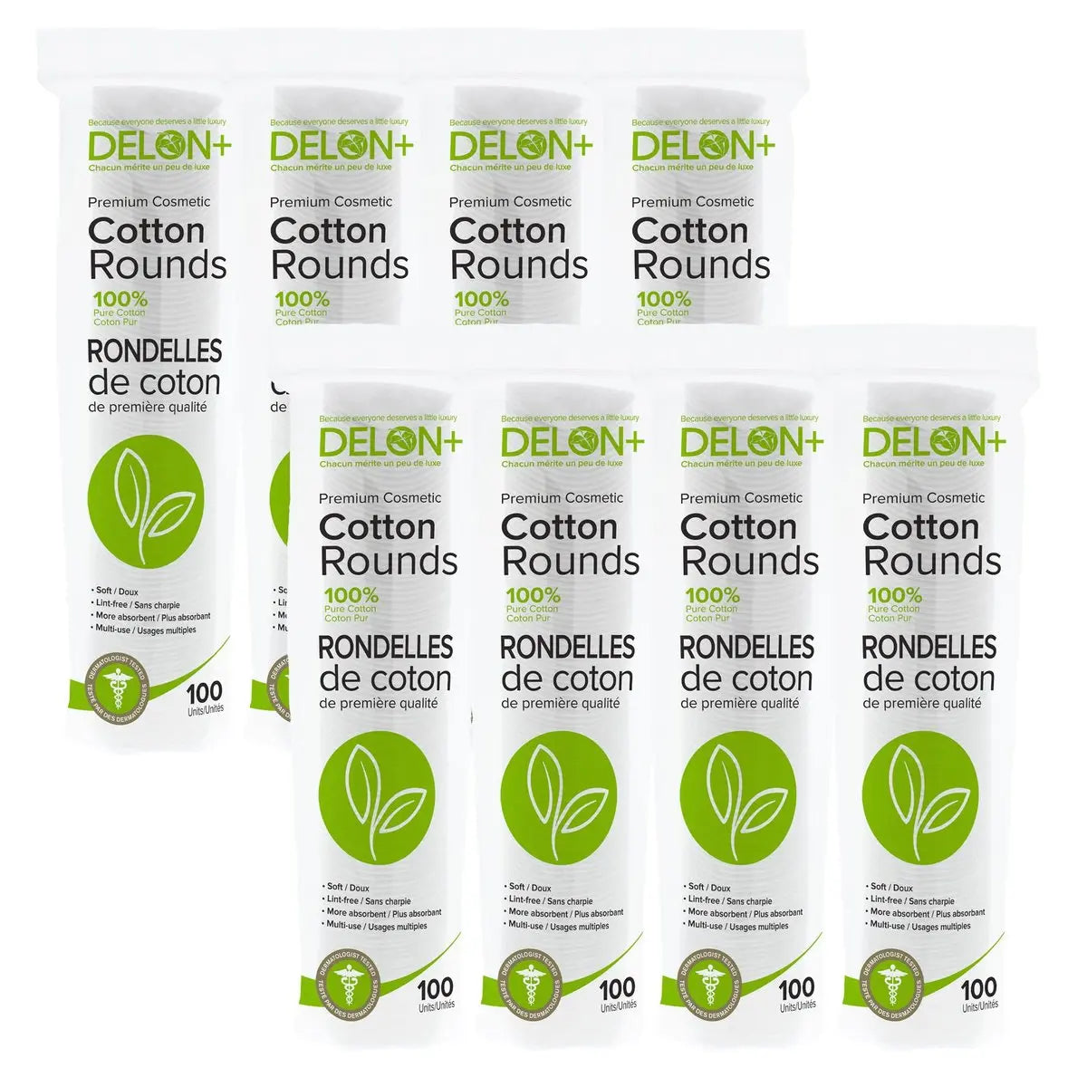 DELON Premium Cosmetic Cotton Rounds – 800 Count | Soft, Lint-Free Cotton Pads for Face & Skincare Avelisse