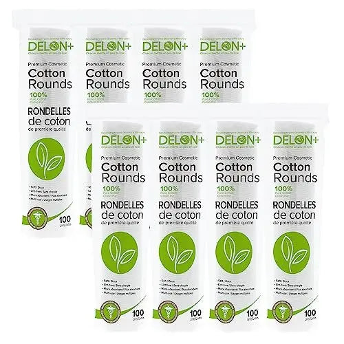 DELON Premium Cosmetic Cotton Rounds – 800 Count | Soft, Lint-Free Cotton Pads for Face & Skincare Avelisse