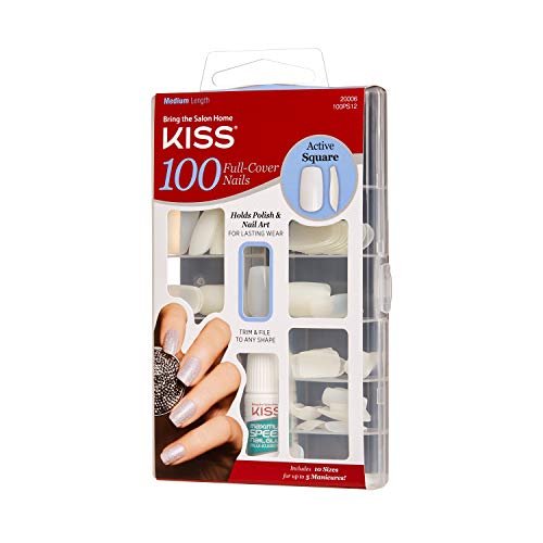 KISS 100 Full Cover Nails Active Square - 2 – Versatile Design: The neutral, clear base allows for endless – Image 6