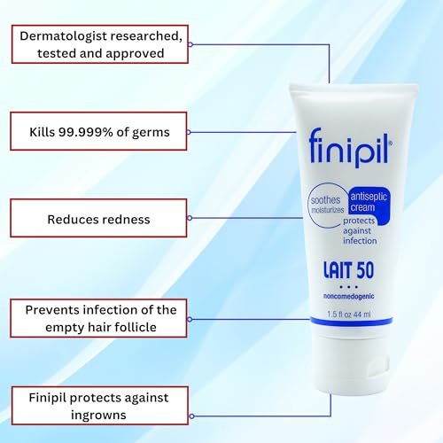 Finipil Lait 50 Antiseptic Cream – Post Hair Removal & Ingrown Hair Treatment, Cools & Soothes Skin, 1.5 oz - görsel 3