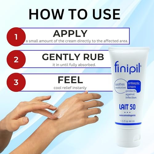 Finipil Lait 50 Antiseptic Cream – Post Hair Removal & Ingrown Hair Treatment, Cools & Soothes Skin, 1.5 oz - görsel 9