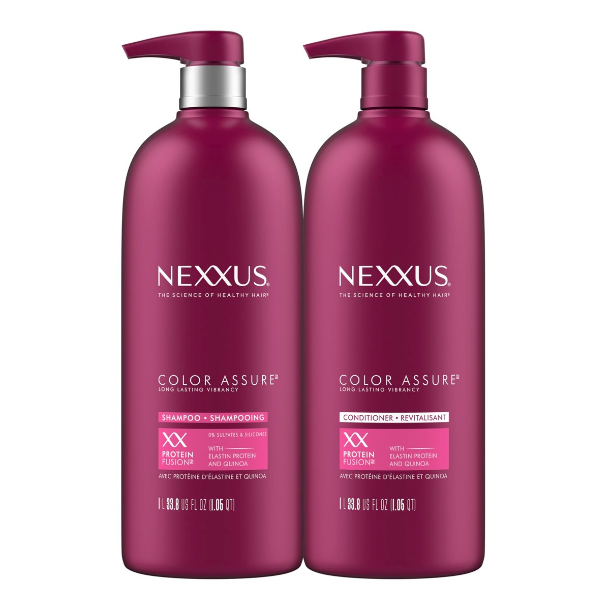 Nexxus Color Assure Shampoo and Conditioner for Color Treated Hair - Enhance Color Vibrancy for Up to 40 Washes - 33.8 oz Duo Avelisse