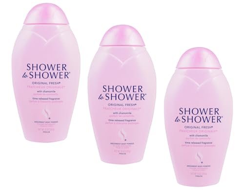 Shower to Shower Original Fresh Body Powder with Chamomile, Talc Free, Sweat Absorbing, Prevents Chafing & Odor, 8 oz (3 Pack) Avelisse