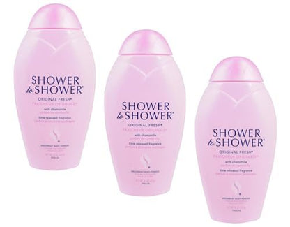 Shower to Shower Original Fresh Body Powder with Chamomile, Talc Free, Sweat Absorbing, Prevents Chafing & Odor, 8 oz (3 Pack) Avelisse