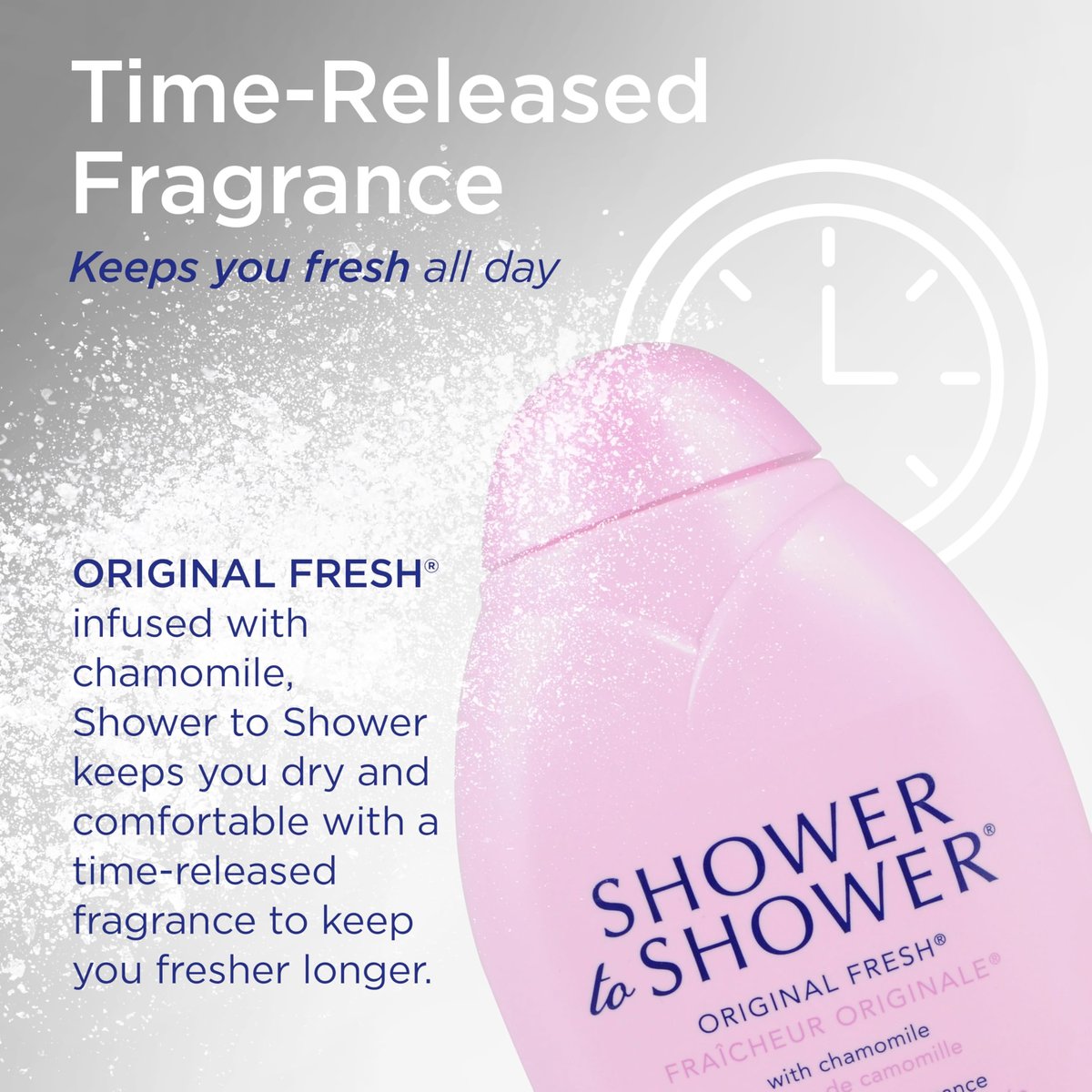 Shower to Shower Original Fresh Body Powder with Chamomile, Talc Free, Sweat Absorbing, Prevents Chafing & Odor, 8 oz (3 Pack) Avelisse