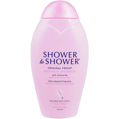 Shower to Shower Original Fresh Body Powder with Chamomile, Talc Free, Sweat Absorbing, Prevents Chafing & Odor, 8 oz (3 Pack) Avelisse