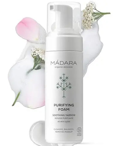MÁDARA Foam Facial Cleanser 150 ml – Gentle Foaming Face Wash & Makeup Remover with Northern Yarrow & Rose Water, COSMOS Organic Certified, for All Skin Types Avelisse