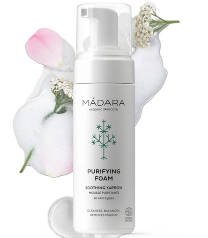 MÁDARA Foam Facial Cleanser 150 ml – Gentle Foaming Face Wash & Makeup Remover with Northern Yarrow & Rose Water, COSMOS Organic Certified, for All Skin Types Avelisse