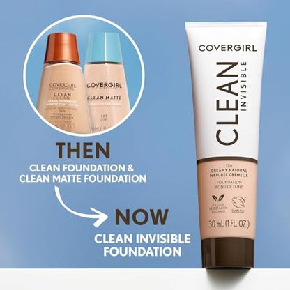 COVERGIRL Clean Matte Liquid Foundation - Classic Ivory, 1 oz - Oil-Free, Shine-Free Finish