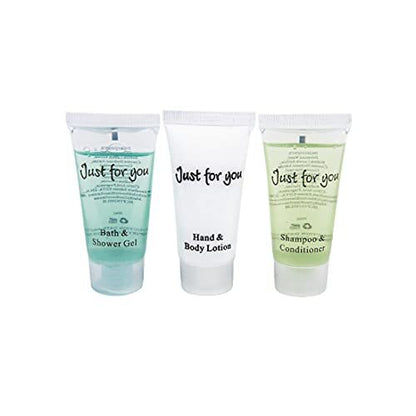 Travel Toiletries - Just for You Bath and Shower Gel 20ml (Pack of 100) - REACH Compliant Hotel Shower Gels, Pleasant Fragrance, Hotel or Home Use Avelisse