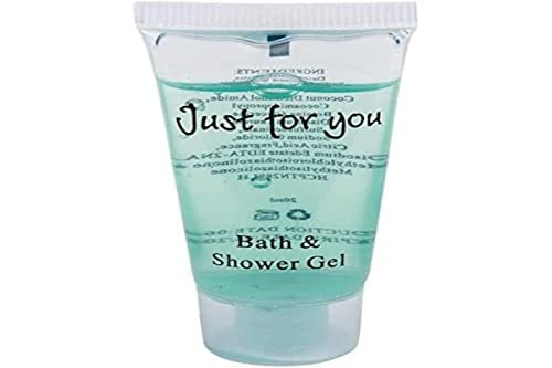 Travel Toiletries - Just for You Bath and Shower Gel 20ml (Pack of 100) - REACH Compliant Hotel Shower Gels, Pleasant Fragrance, Hotel or Home Use Avelisse