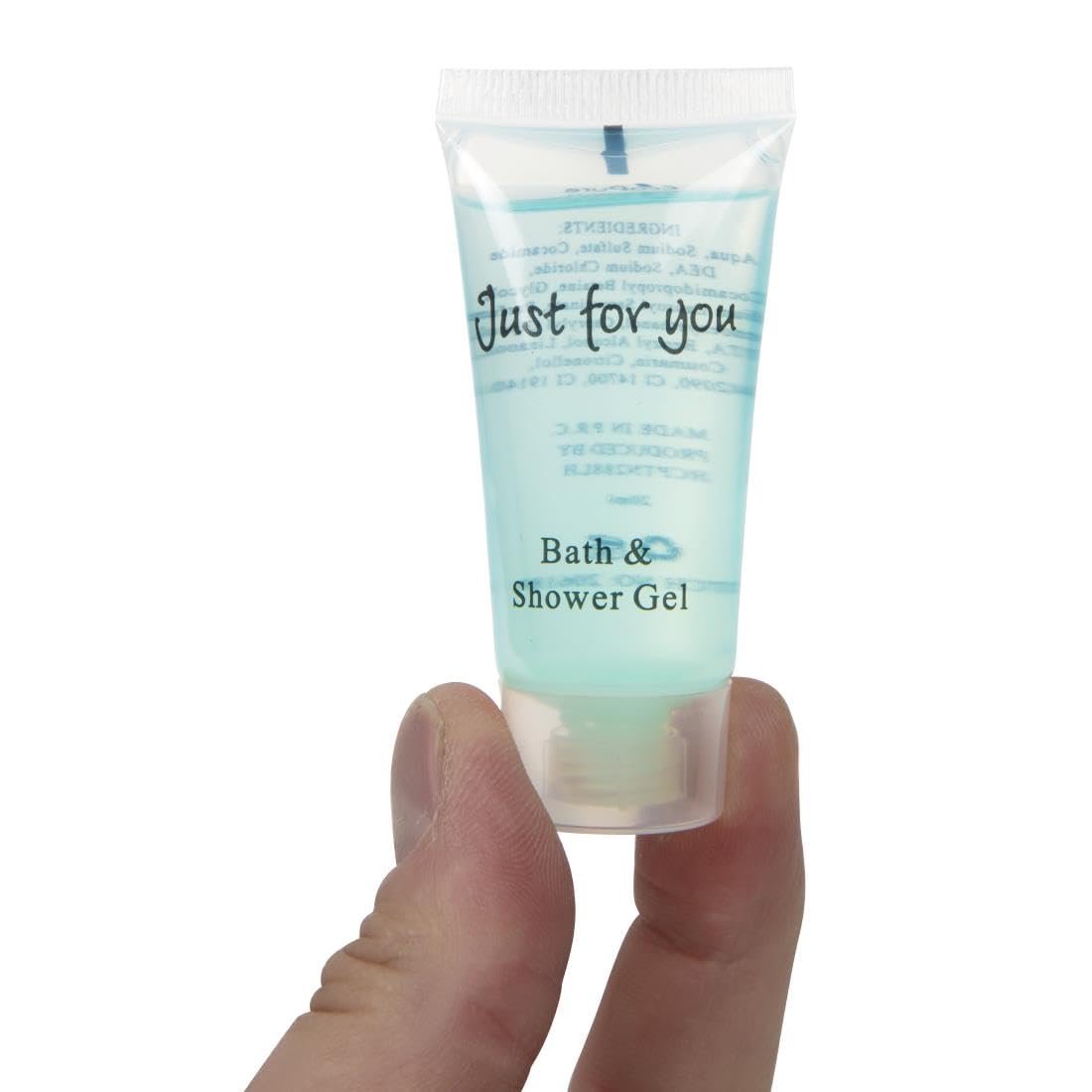 Travel Toiletries - Just for You Bath and Shower Gel 20ml (Pack of 100) - REACH Compliant Hotel Shower Gels, Pleasant Fragrance, Hotel or Home Use Avelisse