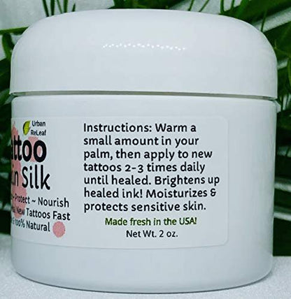 Urban ReLeaf Tattoo Skin Silk - Natural Shea Butter Salve for New & Old Tattoos, Vegan Healing Ointment