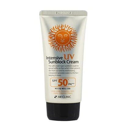 3W Clinic Intensive UV Sunblock Cream SPF50+ PA+++ - 70ml (2.37 Fl Oz)