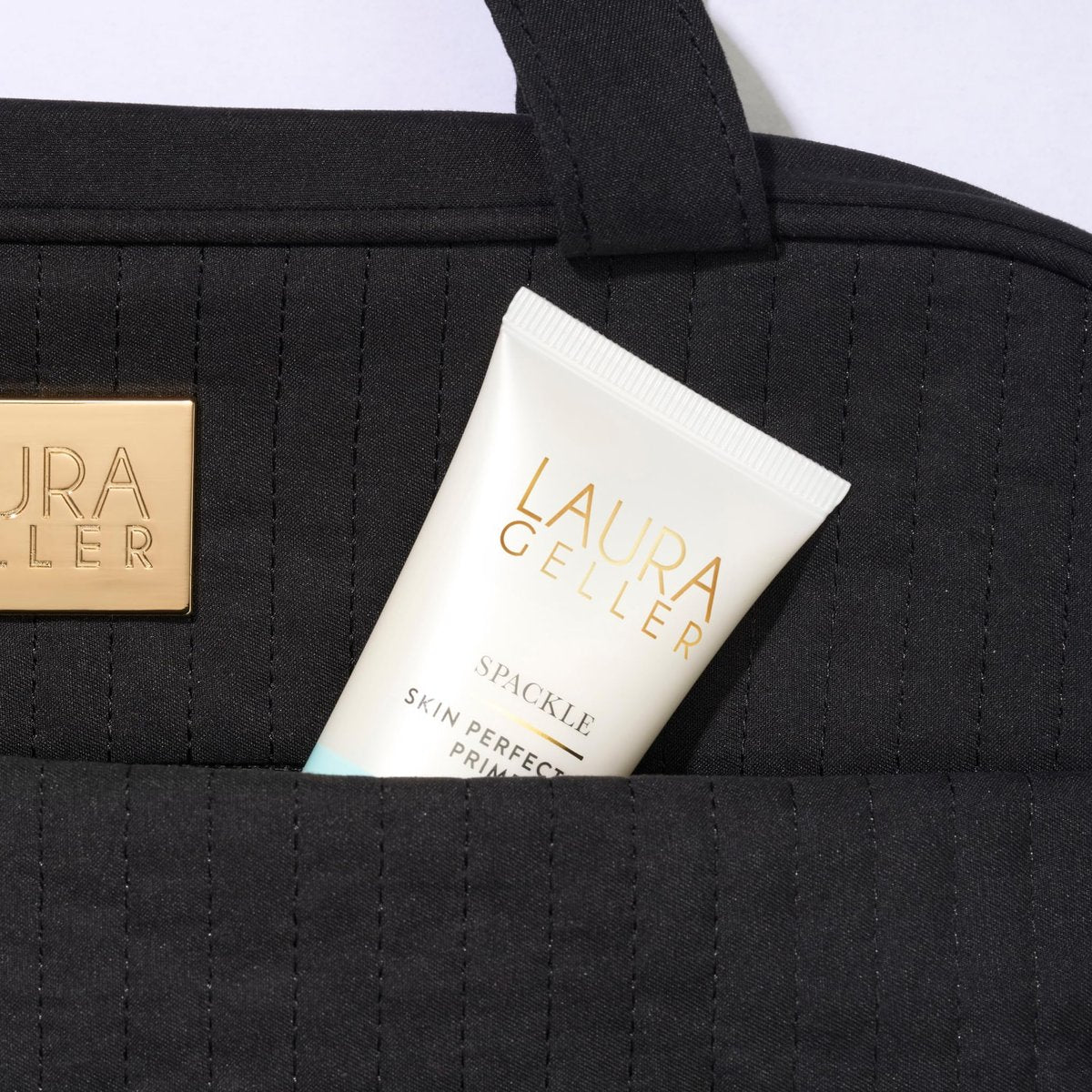 LAURA GELLER NEW YORK Quilted Folding Travel Makeup Bag - Black Hanging Toiletry Organizer, Large Capacity, Easy to Clean Avelisse