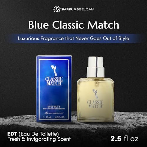 PB ParfumsBelcam Blue Classic Match Eau de Toilette Spray for Men – Modern Citrus Fougere Fragrance, 2.54 Fl Oz - görsel 4