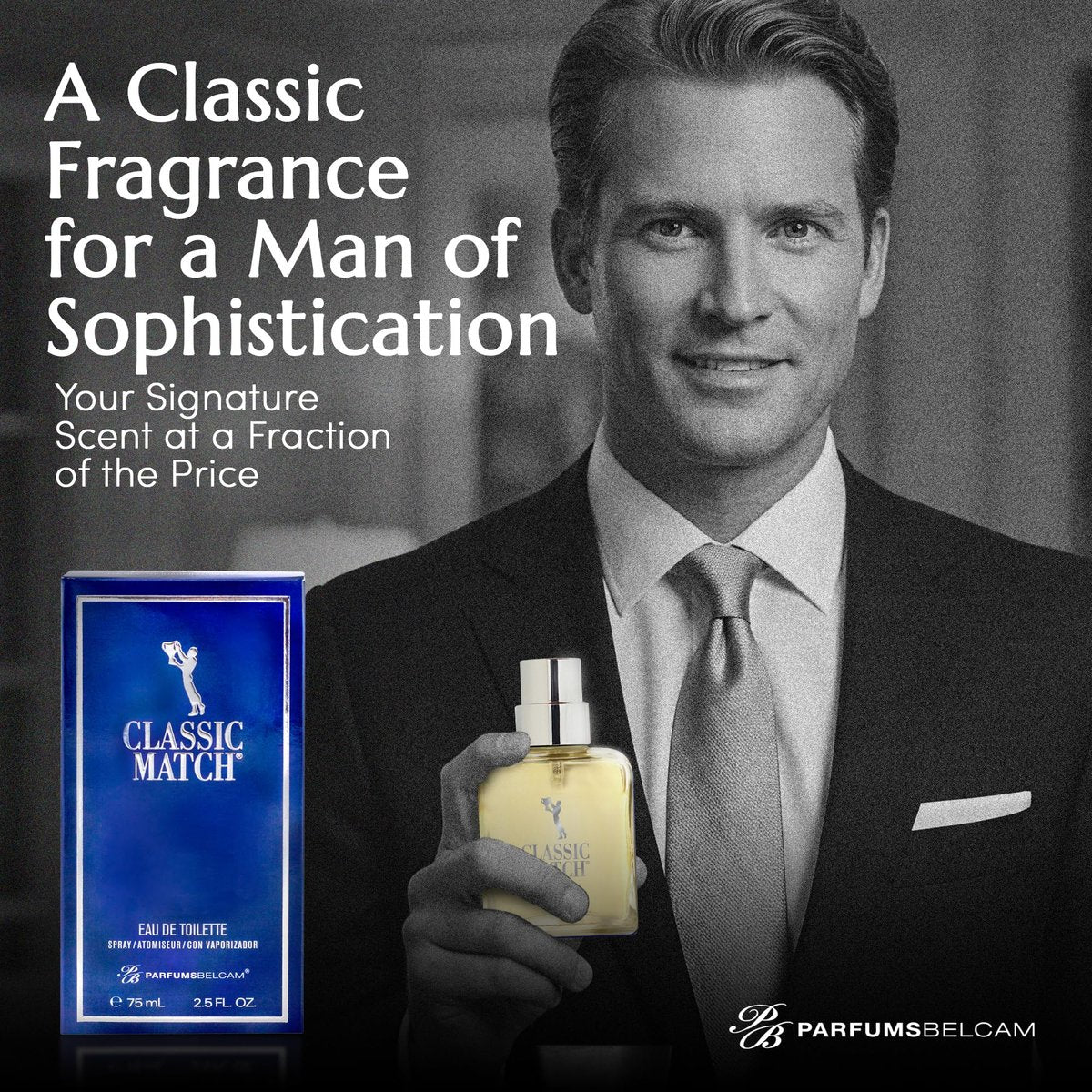 PB ParfumsBelcam Blue Classic Match Eau de Toilette Spray for Men – Modern Citrus Fougere Fragrance, 2.54 Fl Oz - görsel 9