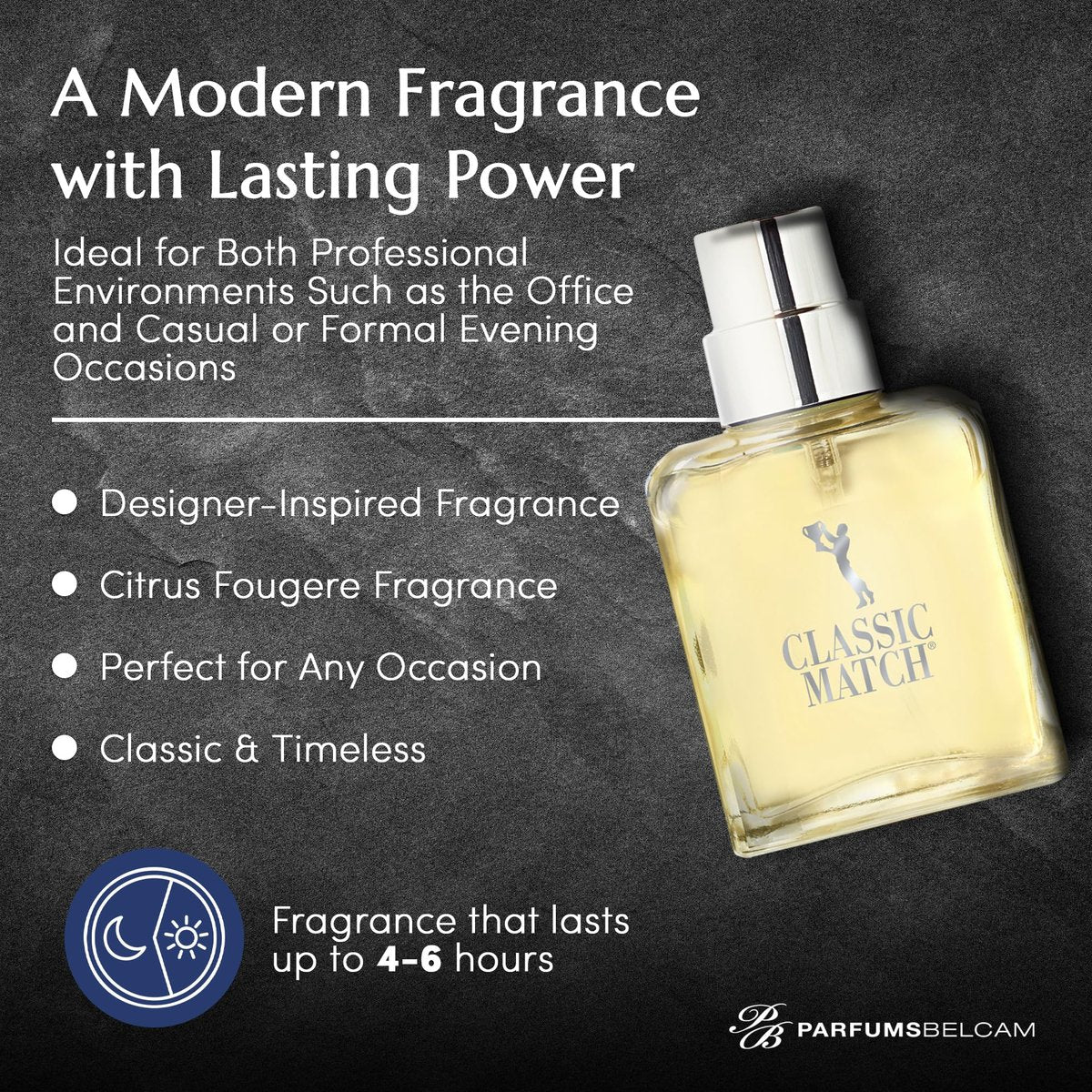 PB ParfumsBelcam Blue Classic Match Eau de Toilette Spray for Men – Modern Citrus Fougere Fragrance, 2.54 Fl Oz - görsel 5
