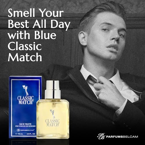 PB ParfumsBelcam Blue Classic Match Eau de Toilette Spray for Men – Modern Citrus Fougere Fragrance, 2.54 Fl Oz - görsel 12
