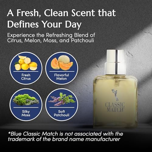 PB ParfumsBelcam Blue Classic Match Eau de Toilette Spray for Men – Modern Citrus Fougere Fragrance, 2.54 Fl Oz - görsel 8