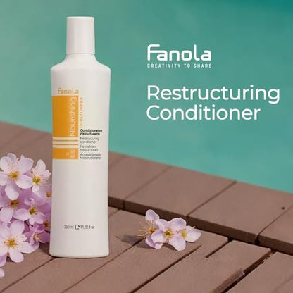 Fanola Restructuring Hair Conditioner – Hydrating & Nourishing Conditioner with Argan and Linseed Oil for Dry, Damaged Hair – Anti-Frizz, Repairing Formula – 33.8 Fl Oz Avelisse