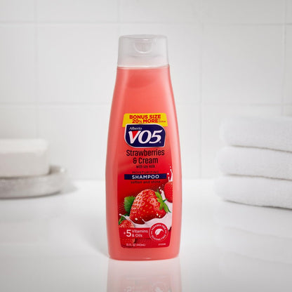 Alberto VO5 Moisture Milks Moisturizing Shampoo with Soy Milk & 5 Oils – Strawberries & Cream Scent, 15 oz
