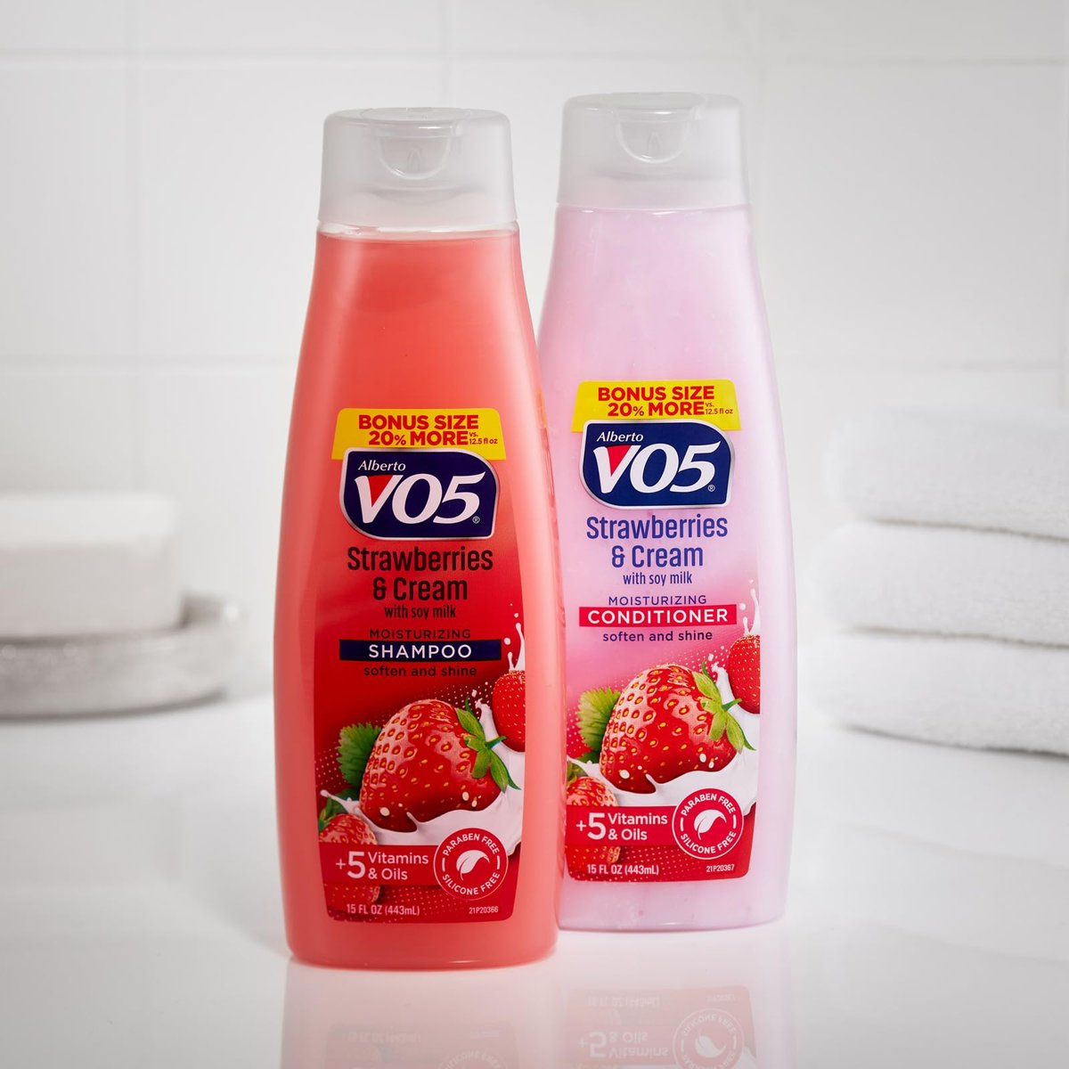Alberto VO5 Moisture Milks Moisturizing Shampoo with Soy Milk & 5 Oils – Strawberries & Cream Scent, 15 oz - görsel 6