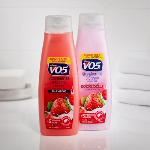 Alberto VO5 Moisture Milks Moisturizing Shampoo with Soy Milk & 5 Oils – Strawberries & Cream Scent, 15 oz - görsel 5