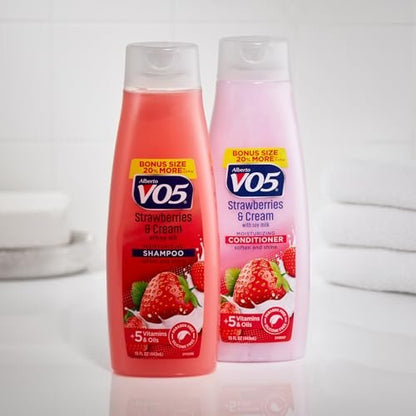 Alberto VO5 Moisture Milks Moisturizing Shampoo with Soy Milk & 5 Oils – Strawberries & Cream Scent, 15 oz