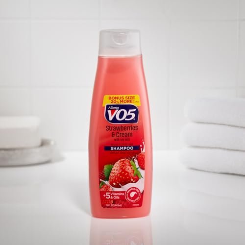 Alberto VO5 Moisture Milks Moisturizing Shampoo with Soy Milk & 5 Oils – Strawberries & Cream Scent, 15 oz - görsel 3