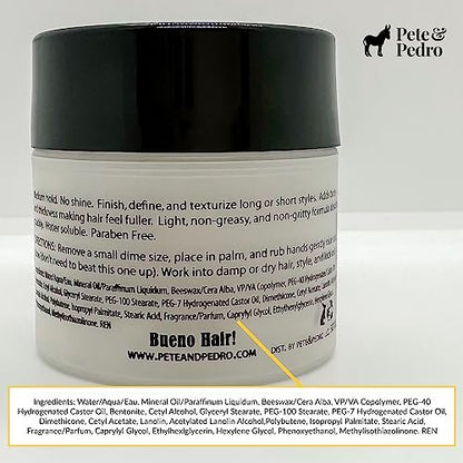 Pete & Pedro Hair Styling Clay - Medium Hold, Matte Finish, Low Shine for Men, 2 oz