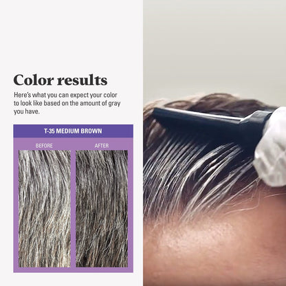 Just For Men Touch of Gray Medium Brown T-35 Permanent Hair Color Kit for Men - Salt and Pepper Look, 1 Count
