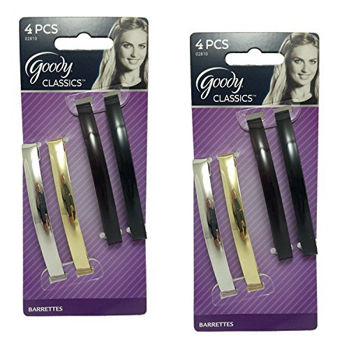 Goody Classic Metal Domed Barrettes (3.25 inches) - 8 Count Value Pack in Black, Gold, Silver - görsel 3