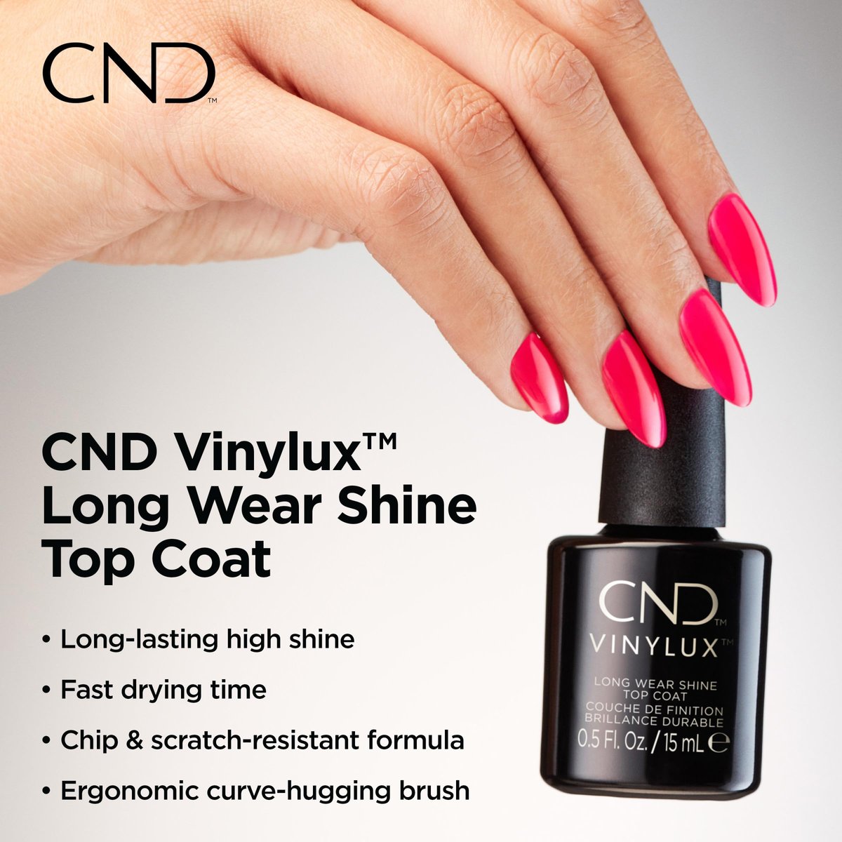 CND Vinylux Long Wear Shine Top Coat - Quick Drying & Easy to Remove, 0.5 Fl Oz - görsel 5