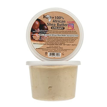 Kuza 100% Pure African Shea Butter with Borututu - White Creamy Moisturizer for Hair, Skin & Nails (15 oz) Avelisse