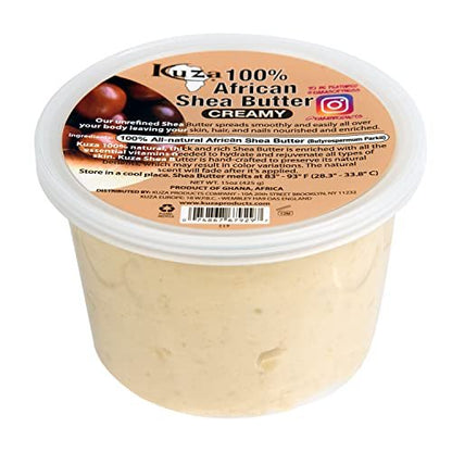 Kuza 100% Pure African Shea Butter with Borututu - White Creamy Moisturizer for Hair, Skin & Nails (15 oz) Avelisse