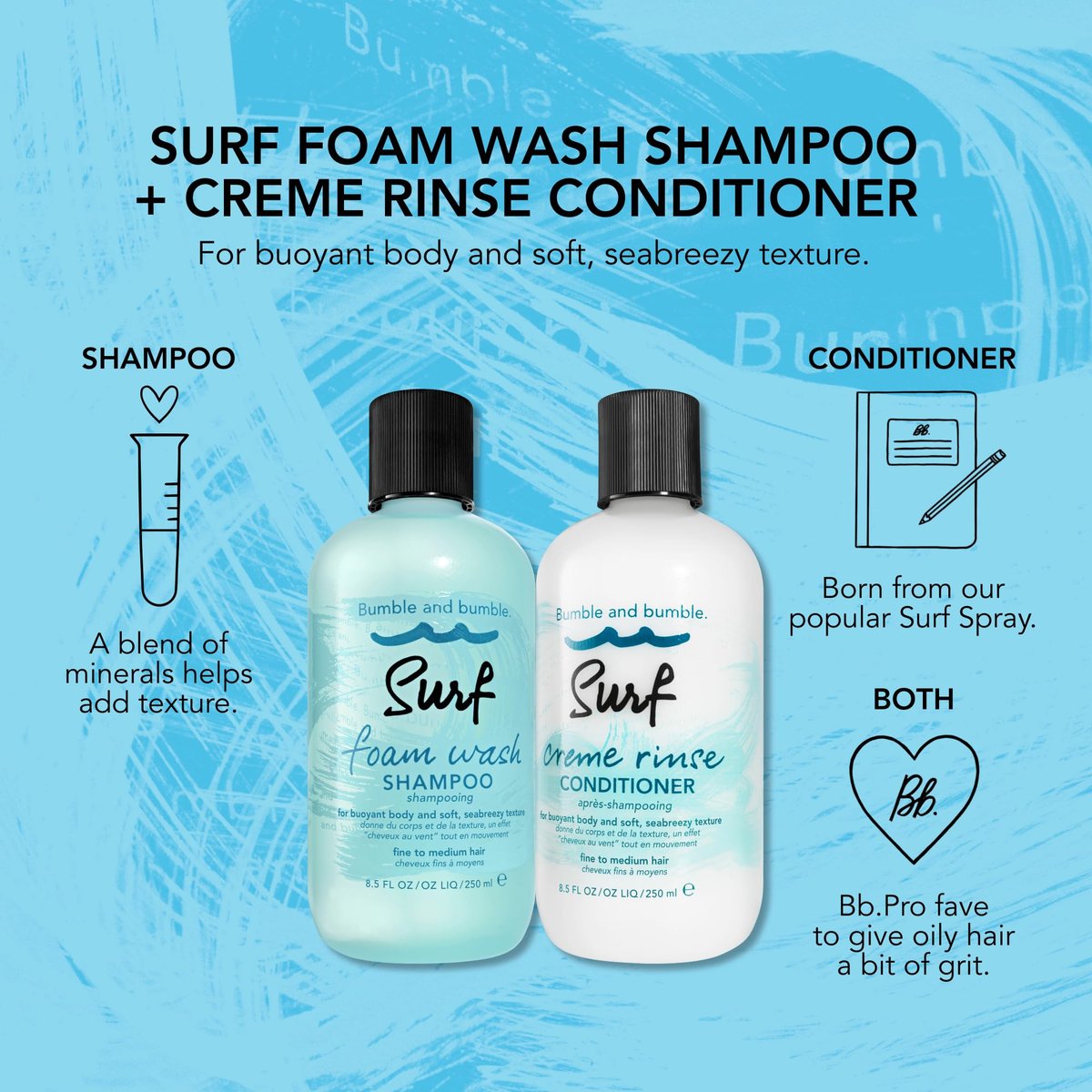 Bumble and bumble. Surf Foam Wash Texturizing Shampoo - Lightweight Volume for Fine to Medium Hair, 8.5 oz Avelisse