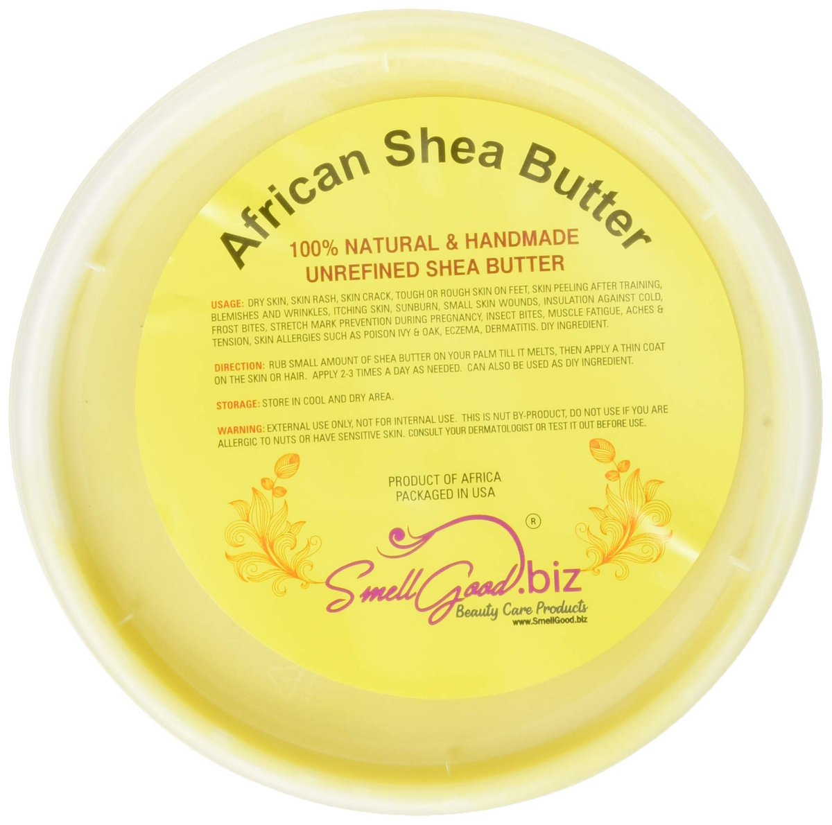 100% Natural African Shea Butter - 32oz | SmellGold Body Butter for Dry Skin & Eczema Avelisse