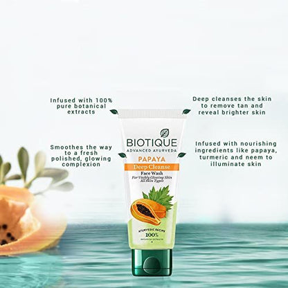 Biotique Bio Papaya Exfoliating Face Wash for All Skin Types - 150ml