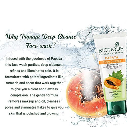 Biotique Bio Papaya Exfoliating Face Wash for All Skin Types - 150ml