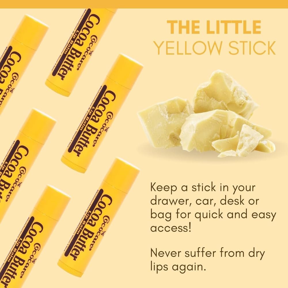 Cococare Cocoa Butter Lip Balm - 5-Pack: Natural Moisturizing Lip Care with Cocoa Butter Avelisse