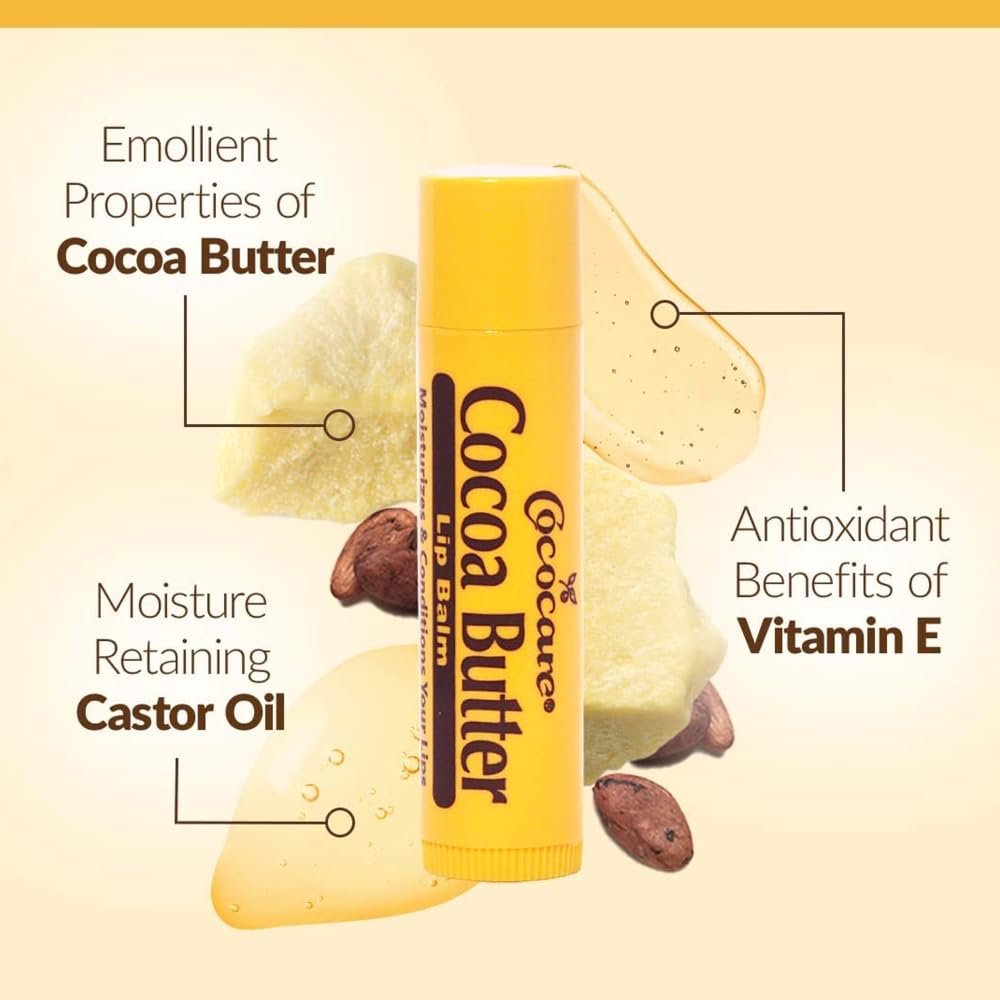 Cococare Cocoa Butter Lip Balm - 5-Pack: Natural Moisturizing Lip Care with Cocoa Butter Avelisse