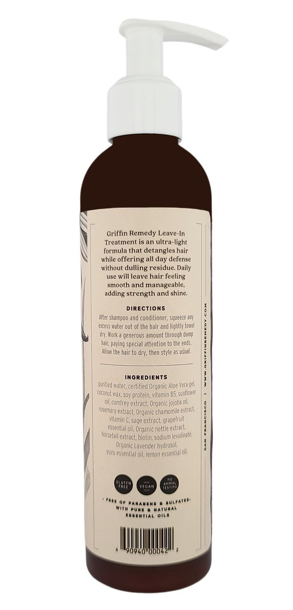 Griffin Remedy Leave-In Conditioner Treatment - Lightweight Moisture Formula to Smooth Frizz and Add Shine For All Hair Types - All Natural, Sulfate Free, Paraben Free, 8 fl oz Avelisse