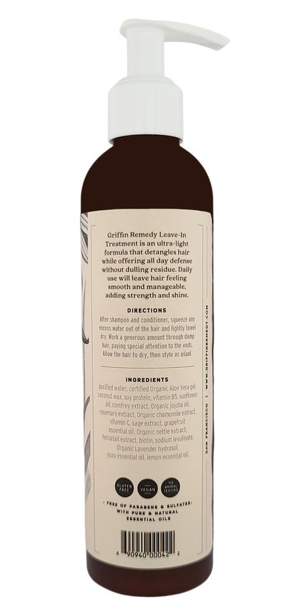 Griffin Remedy Leave-In Conditioner Treatment - Lightweight Moisture Formula to Smooth Frizz and Add Shine For All Hair Types - All Natural, Sulfate Free, Paraben Free, 8 fl oz Avelisse