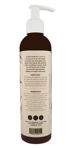 Griffin Remedy Leave-In Conditioner Treatment - Lightweight Moisture Formula to Smooth Frizz and Add Shine For All Hair Types - All Natural, Sulfate Free, Paraben Free, 8 fl oz Avelisse