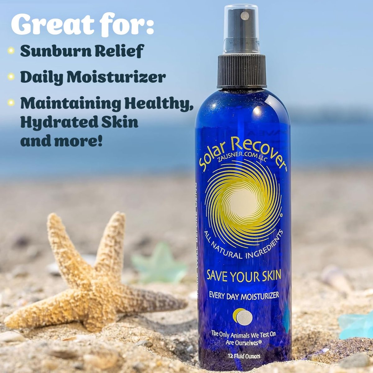 Solar Recover After Sun Moisturizing Spray - Hydrating Facial and Body Mist with Vitamin E & Calendula, 12 oz - Soothe Sunburn Relief Fast (Made in USA) Avelisse