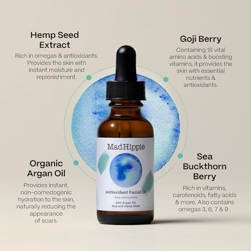 Mad Hippie Antioxidant Facial Oil 1.02 oz - Hydrating Face Oil with Organic Argan Oil & Vitamin C for Women & Men Avelisse